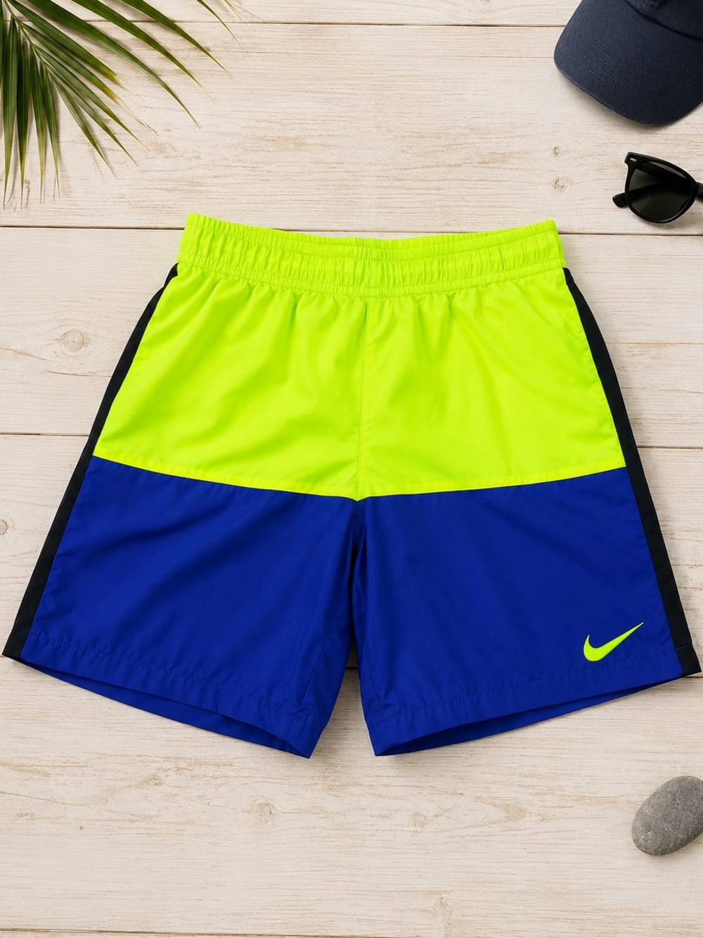 Nike Neon Colorblock Swim Trunks Youth Large Shorts